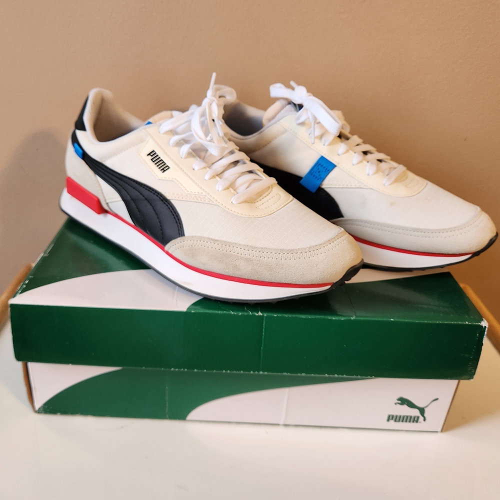 Puma Future Rider Men's White and Black Sneakers Sz 10.5